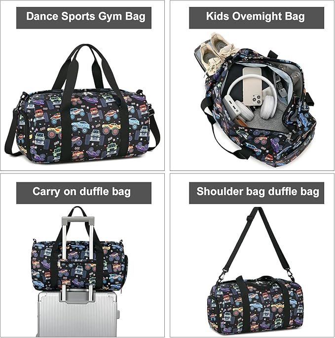 CAMTOP Kids Duffel Bag Boys Toddler Overnight Bag Small Weekender Carry-On Tote for Travel Gym Sport