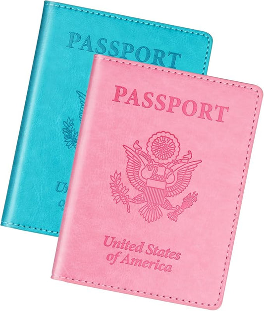 Turquoise & Pink Passport Holder, Cruise Essentials Passport Wallet Cover Case for Family Women Men, Travel Must Haves Passports Book Protector | Cruise Essentials, for Family, Travel Must Haves