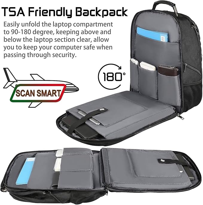 Mogplof 18.4 Laptop Backpack for Men, 55L-60L Extra Large Gaming Laptops Backpack, TSA Friendly Flight Approved RFID Anti-theft Pocket, Water Resistant Suiltable for Travel Business Work