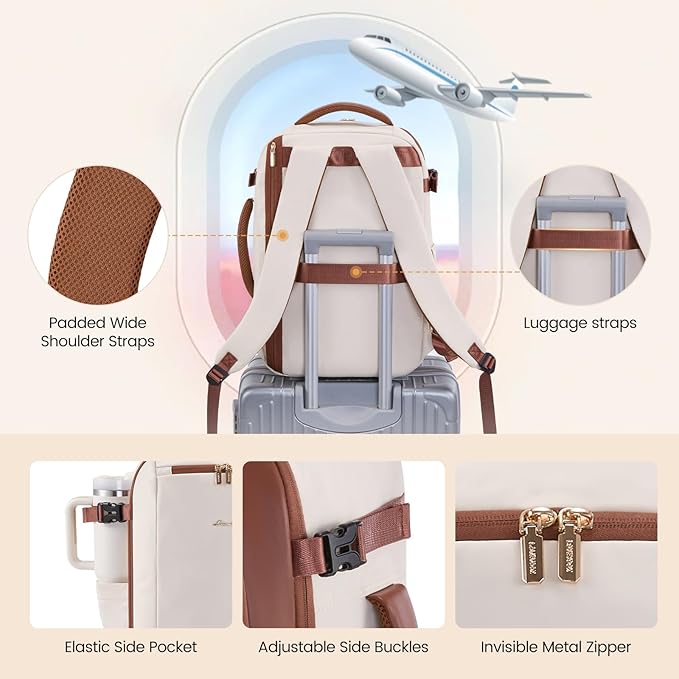 LOVEVOOK 40L Travel Backpack for Women,Carry on Luggage Backpack Flight Approved with 3 Packing Cubes,Waterproof Personal Item Travel Bag fits 17 Inch Laptop,Overnight Weekender Business Daypack