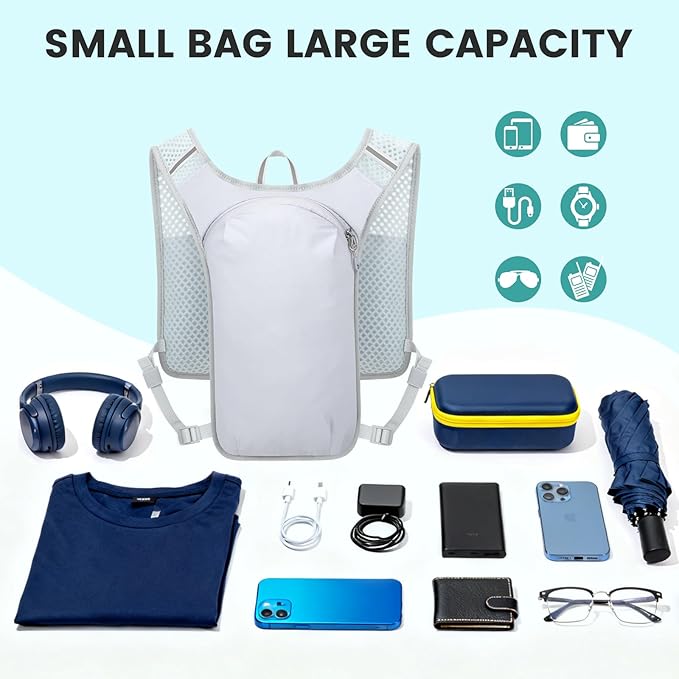 Small Hiking Backpack 10L - Lightweight Packable Foldable Backpack for Travel Camping Outdoor Commute, Compact Rucksack for Women Men(Grey)