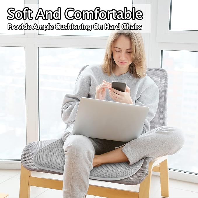 Silver Grey Foam Seat Cushions Kitchen Chairs Pads for Dining Chairs 2 Pack Non Slip Patio Seat Cushions Washable U Shaped Soft Thick Large Metal Wooden Chair Cushions,17" x 15"