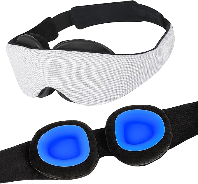 Sleep Mask for Dry Eyes, 2026 Upgraded Moisture Chamber Goggles, 100% Blackout Hydrating Sleep Goggles, Adjustable Strap, Soft Reusable Eye Mask for Sleeping & Travel – Grayish White
