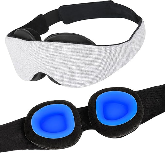 Sleep Mask for Dry Eyes, 2026 Upgraded Moisture Chamber Goggles, 100% Blackout Hydrating Sleep Goggles, Adjustable Strap, Soft Reusable Eye Mask for Sleeping & Travel – Grayish White