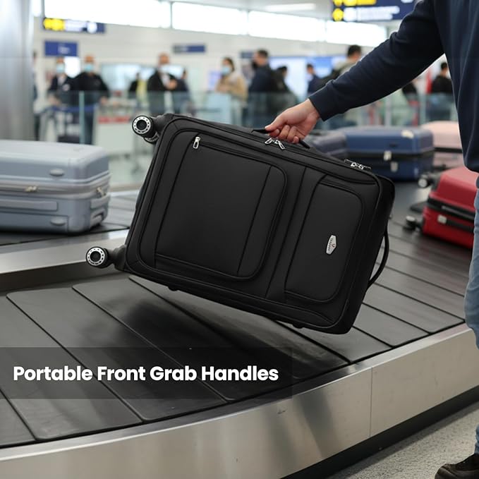 Softside Luggage Sets 3 Piece,Expandable Lightweight Durable Suitcase Sets Double Spinner Wheels w/Combination LOCK （20''/26''/30''）#Black