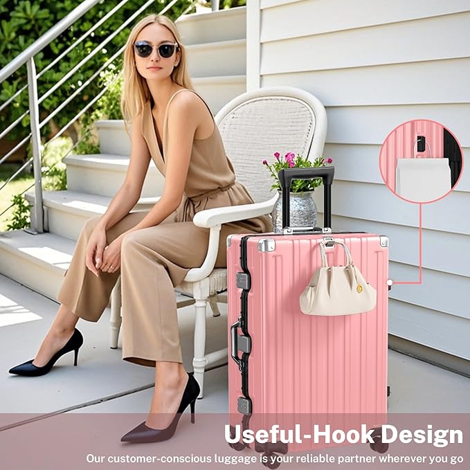 Krute Zipperless Luggage 28 Inch Checked Suitcase with Spinner Wheels TSA Approved No Zipper Hard Shell Luggage PC+ABS Aluminum FrameTravel Suitcase