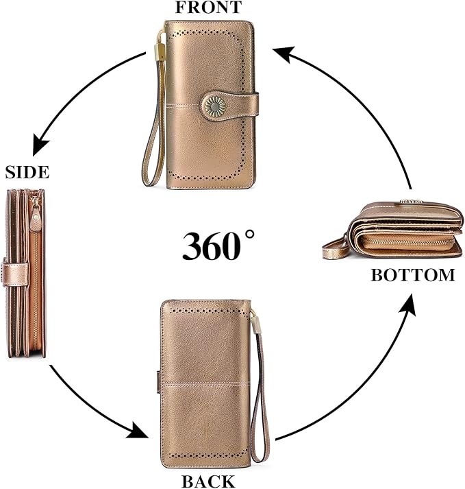 SENDEFN Wallets for Women Leather Credit Card Holder with RFID Blocking Large Capacity Wristlet | with RFID Blocking, Large Capacity, Wristlet, with RFID Blocking, Large Capacity, Wristlet