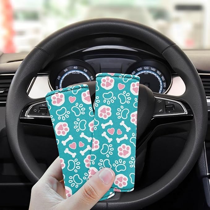 BIGCARJOB Lovely Paw Print Luggage Handle Wraps Set for Suitcase,2 Pieces Kawai Footprint Door Handle Protection Sleeve Covers Car Grab Handle Wraps Luggage Handle Tags Travel Accessories