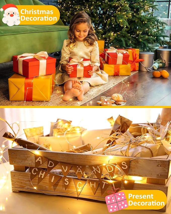 6 Pack 60 LED Fairy Lights Battery Operated with Remote, 20 FT Warm White | Cuttable, 8 Modes, Memory, Dimmable, Waterproof Battery String Lights with Timer for Indoor Outdoor, Christmas Decorations