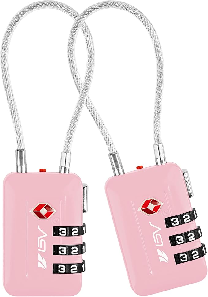 TSA Accepted Luggage Travel Lock, Set-Your-Own Combination Lock for School Gym Locker, Golf Bag, Luggage Suitcase Baggage Locks, Filing Cabinets, Toolbox, Case (Pink, 2 Pack)