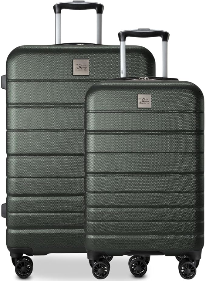 Skyway Epic 2.0 Hardside Lightweight and Durable ABS Shell Luggage, Spacious with 8-Wheel Spinners, Comfort Grip with Telescoping Handle, Men and Women, Thyme, 2-Piece Set (20,24)