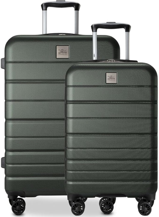 Skyway Epic 2.0 Hardside Lightweight and Durable ABS Shell Luggage, Spacious with 8-Wheel Spinners, Comfort Grip with Telescoping Handle, Men and Women, Thyme, 2-Piece Set (20,24)