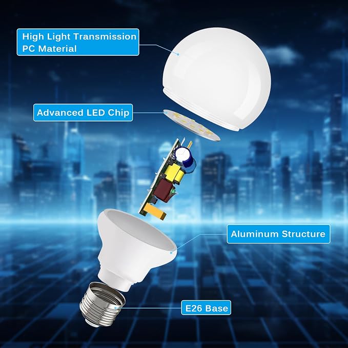 Brtstiun G25 LED Light Bulbs, Round Vanity Light Bulbs for Bathroom, 40W Equivalent, Cool White 4000K, E26 Base Globe Light Bulb, 600LM, Non-Dimmable, 4-Pack