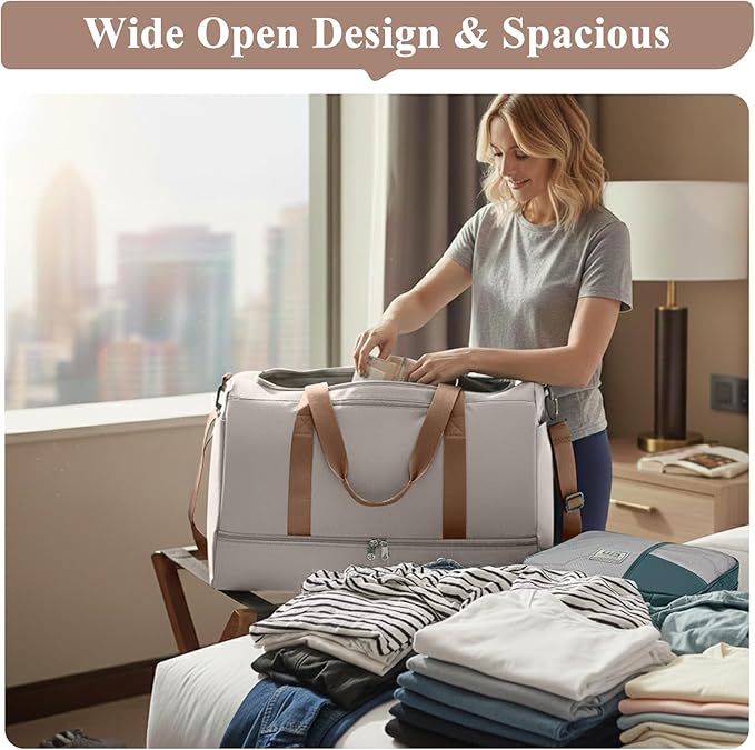 Travel Duffle Bag with Shoe Compartment, XL Weekender Bags for Women, Carry On Overnight Bags for Gym Sports & Business Trips, Water-Resistant Hospital Bag for Labor and Delivery