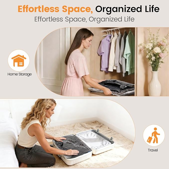 Vacuum Storage Bags Rechargeable Wireless Pump - 15 Pack Travel Storage Bags，Travel & Home Organizer Set, Multi-Size Space-Saving Bags, Perfect for Closet Luggage Bedding Clothing Storage