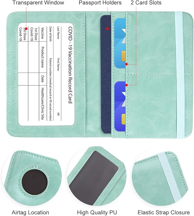 ILIYAH-Passport Cover-Passport Holder Travel Wallet-RFID Blocking Passport Case Travel Accessories Card Holder Wallet Unisex Travel Gifts (Light Blue)