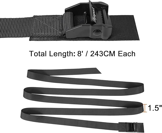 Ayaport 1.5 inches 8feet Cam Buckle Tie Down Lashing Straps with Adjustable Buckle 4 pcs