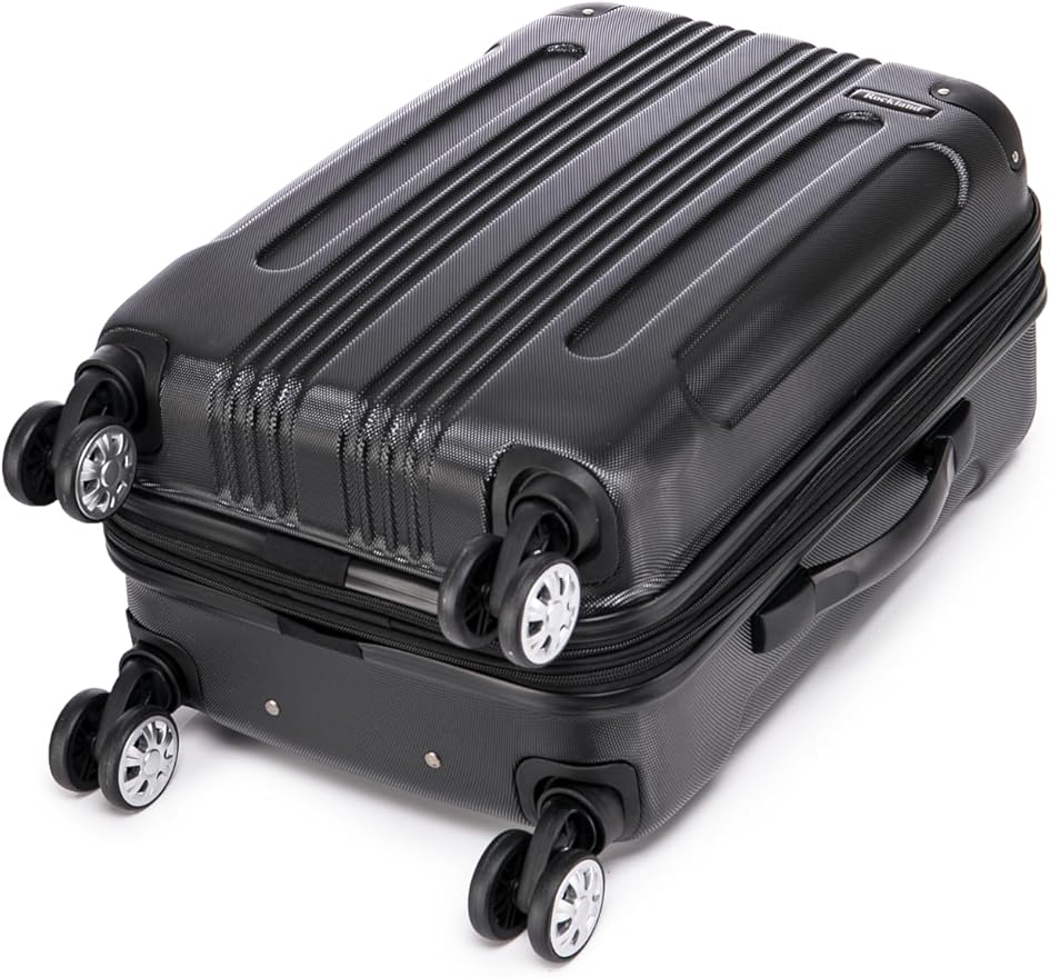 Rockland London Hardside Spinner Wheel Luggage Set, Black, Carry-On 20-Inch and Tote 14-Inch (F1902-BLACK)