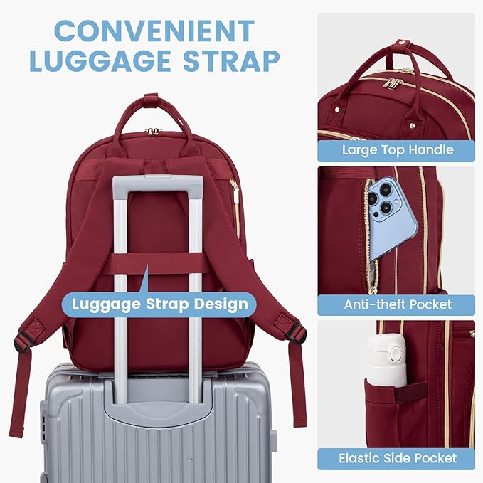 LOVEVOOK Laptop Backpack for Women with Laptop Compartment, Water Resistant Travel Work Backpacks Purse Stylish College Business Teacher Nurse Computer Bag, Fits 15.6" Laptop