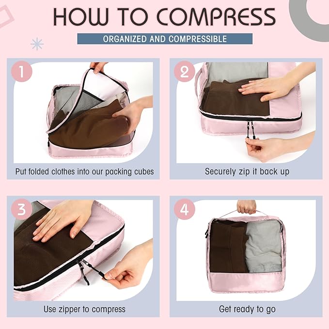 5 Pcs Packing Cubes for Suitcase Large Travel Cubes Carry on Luggage Organizer Bags for Clothes Accessories(Mixed,Morandi)