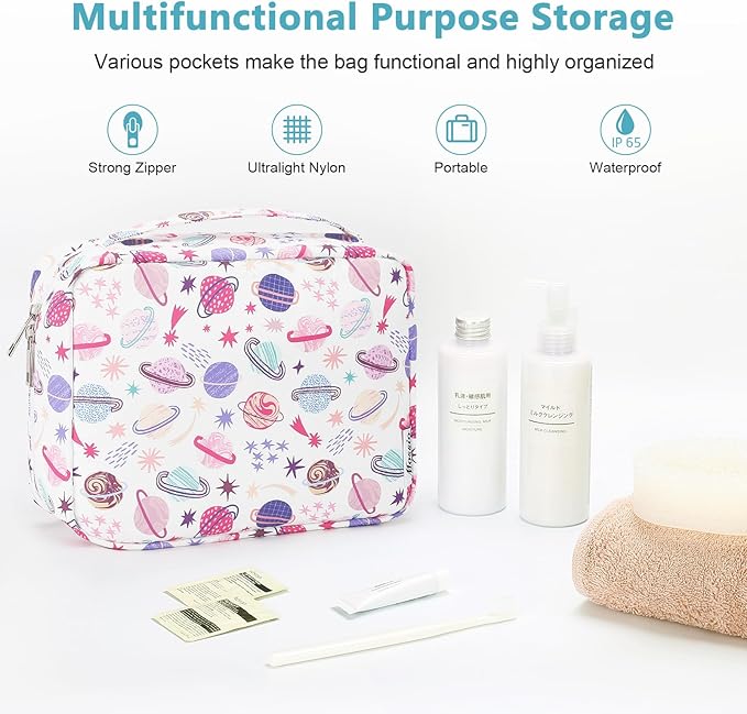 Mossio Hanging Toiletry Bag with Sturdy Hook - Large Portable Cosmetic Makeup Travel Organizer for Men & Women