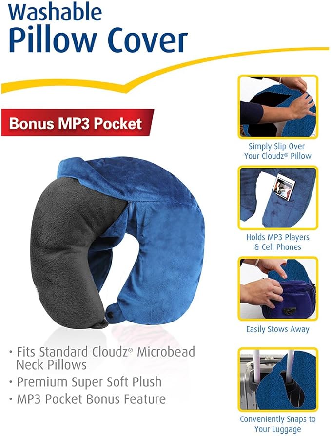 Cloudz Washable Travel Neck Pillow Cover - Blue