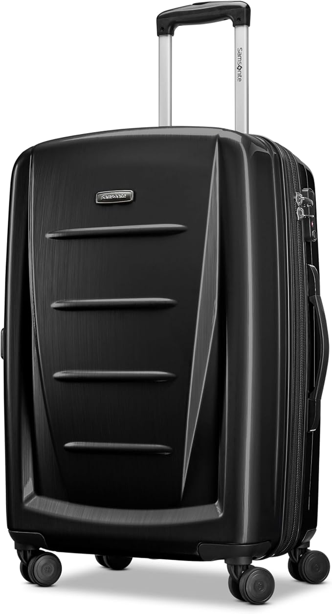 Samsonite Winfield 2 Hardside Expandable Luggage with Spinner Wheels, Brushed Anthracite, Checked-Medium 24-Inch