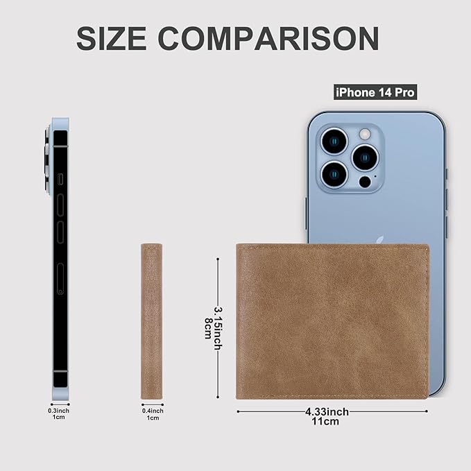 Chelmon Slim Wallet for Men ID Window with RFID Blocking Front Pocket Minimalist Bifold Bussiness Card Holder Gift for Men