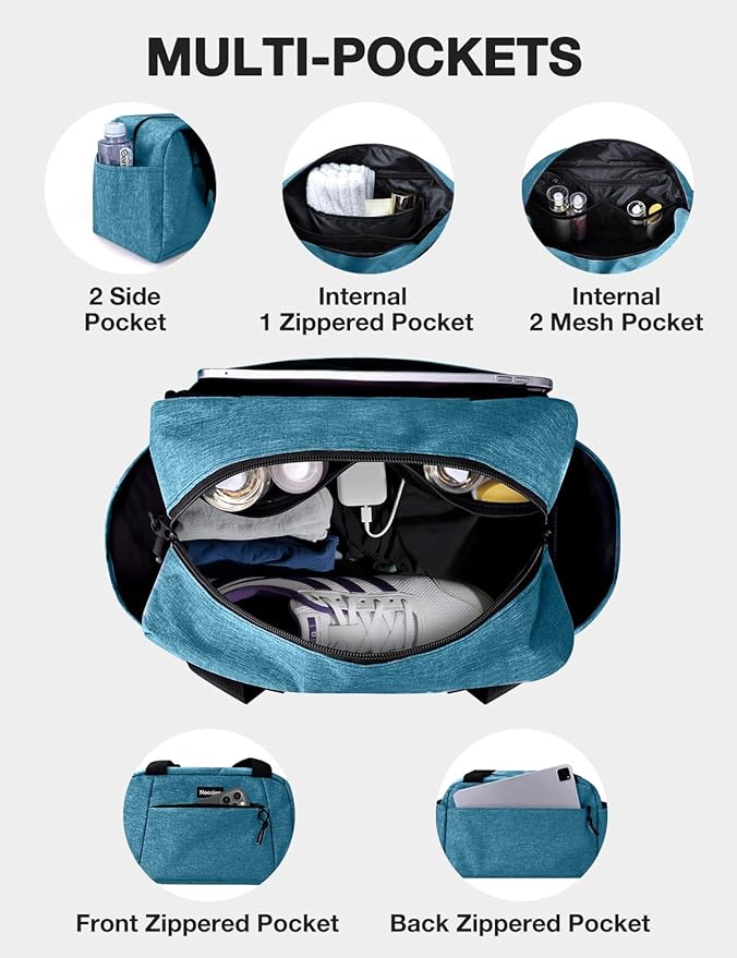 Noozion 14 inch Small Gym Bag for Women & Men, Lightweight Carry On Mini Duffle Bag with Multiple Pockets, Sports Bag for Travel and Workout.