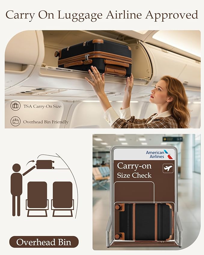 LONG VACATION Carry On Luggage Set 3 Piece, 20 Inch ABS+PC Hardshell Carry on Suitcase with Spinner Wheels TSA Lock & YKK Zipper