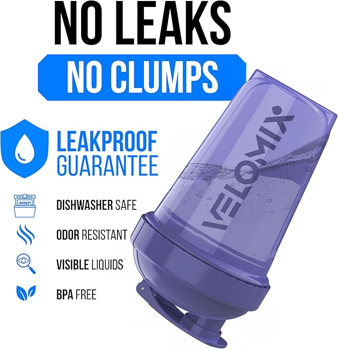 VELOMIX -2 Pack- 20 oz Protein Shaker Bottles for Protein Mixes - 2x Wire Whisk | Leak Proof Shaker Cups for Protein Shakes and Pre Workout | Protein Shaker Bottle Pack (Lavender Glow)