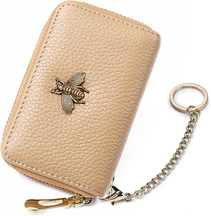 imeetu RFID Credit Card Holder, Small Leather Zipper Card Case Wallet for Women