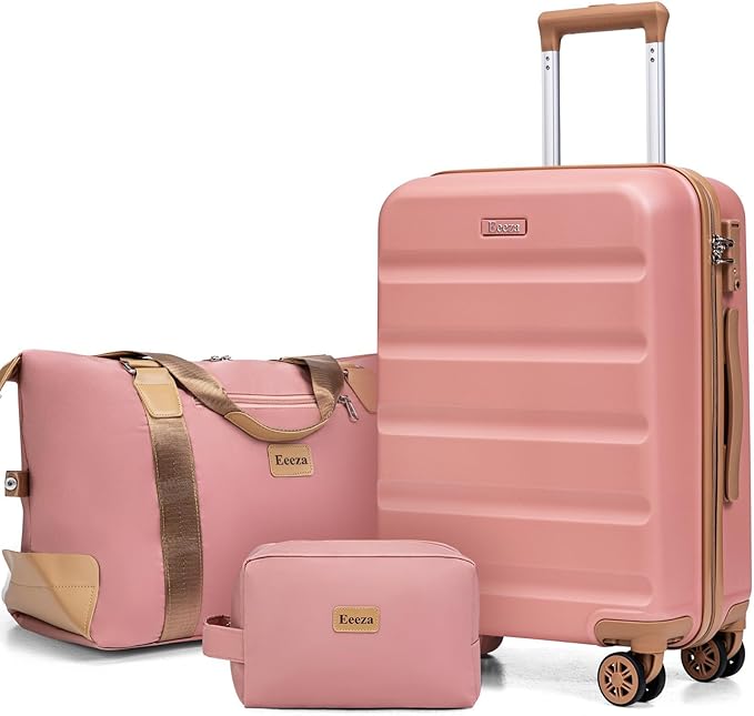 Luggage Sets 3 Piece,Suitcases with Wheels,Carry On Luggage Set,ABS Hard Case Luggage with TSA Lock Spinner Wheels(3 Piece Sets,Pink(20"/DB/TB))