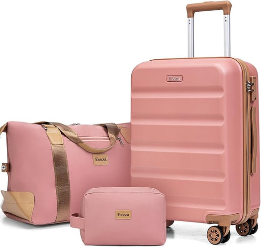 Luggage Sets 3 Piece,Suitcases with Wheels,Carry On Luggage Set,ABS Hard Case Luggage with TSA Lock Spinner Wheels(3 Piece Sets,Pink(20"/DB/TB))