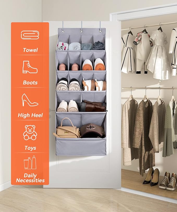 Over-the-Door-Shoe-Organizers, Hanging Organizers with Large Pocket Shoes Holder and Storage, Hanging Shoe Rack for Closet, Shoe Organizer for Closet, Zapateras Organizer para Closet for Boot, Sneaker