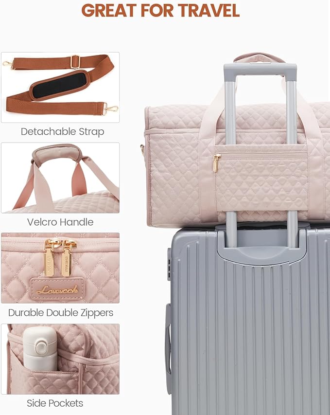 LOVEVOOK Travel Duffle Bag - Weekender & Overnight Bag with Toiletry & Wet Pocket, Carry-On Size, 3pc Set