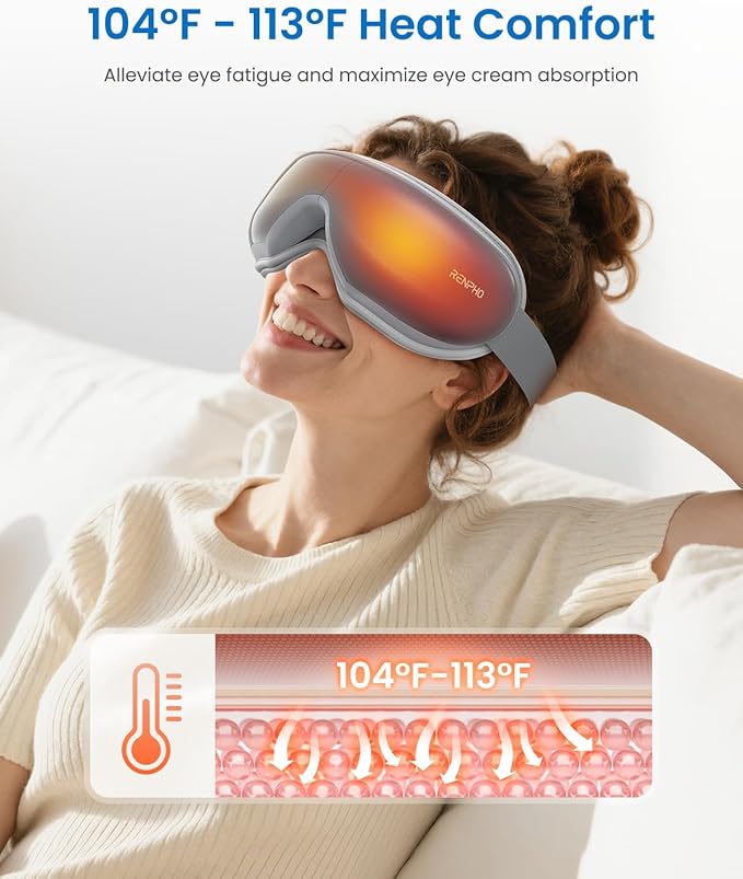RENPHO Eye Massager with Heat, Mothers Day Birthday Gifts for Mom Women Men Her, FSA Eligible HSA Eye Mask for Migraine Relief,Sleep Mask for Dry Eyes Relax, Reduce Strain for Men Dad Eyeris 1