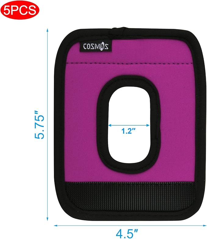 Cosmos 5 Pcs Neoprene Luggage Handle Wrap Soft Grip Handle Cover Luggage Identifier with Hollow Design for Push-Button Handle Trolley Handle and Travel Suitcase Trolley Case (Red Violet)