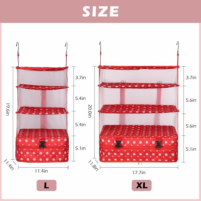 Surblue Hanging Closet Storage Bag Collapsible 3-Shelf Washable Oxford Fabric with 2 Hooks (L 11.41 * 11.41 * 19.68in, Snow)