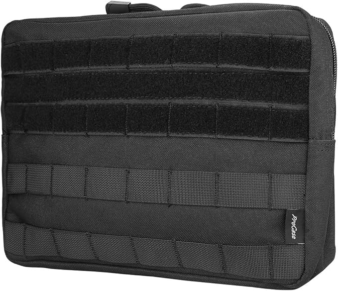 ProCase Tactical Admin Molle Pouch, Military MOLLE Pouch Horizontal Multi-Purpose Utility Gadget Gear Tool Bag for Magazine, Flashlight, Map and Other Small Tools for Outdoor Activities -Black