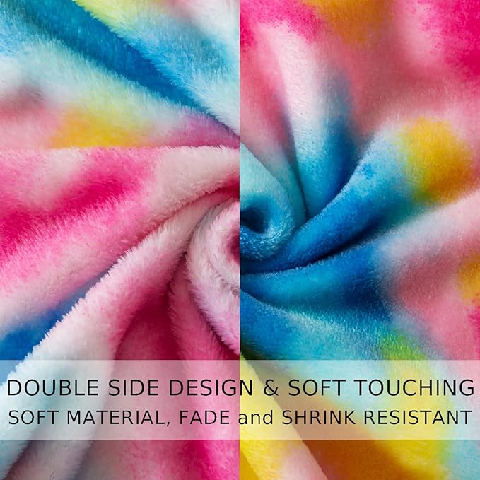 Flannel Colorful Blanket Twin Size for All Season - Premium Lightweight Anti-Static Super Soft Cozy Plush Rainbow Throw, Lightweight Microfiber Winter Warm Blanket 66" x 90"(Rainbow Twin)