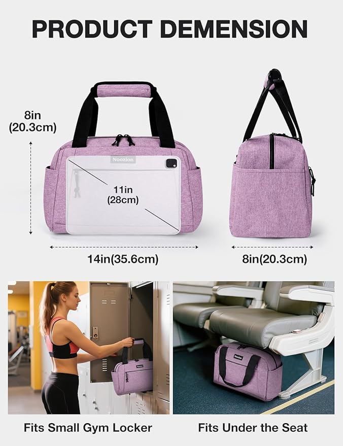 Noozion 14 inch Small Gym Bag for Women & Men, Lightweight Carry On Mini Duffle Bag with Multiple Pockets, Sports Bag for Travel and Workout.