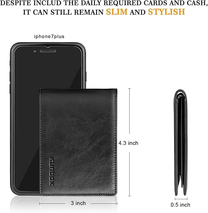 RUNBOX Wallet for Men Slim Rfid Leather 2 ID Window With Gift Box | Slim, Rfid, 2 ID Window, With Gift Box, Slim, Rfid