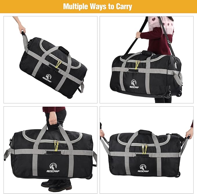 REDCAMP 85L/120L/140L Foldable Duffle Bag with Wheels, Large Travel Duffel Bag