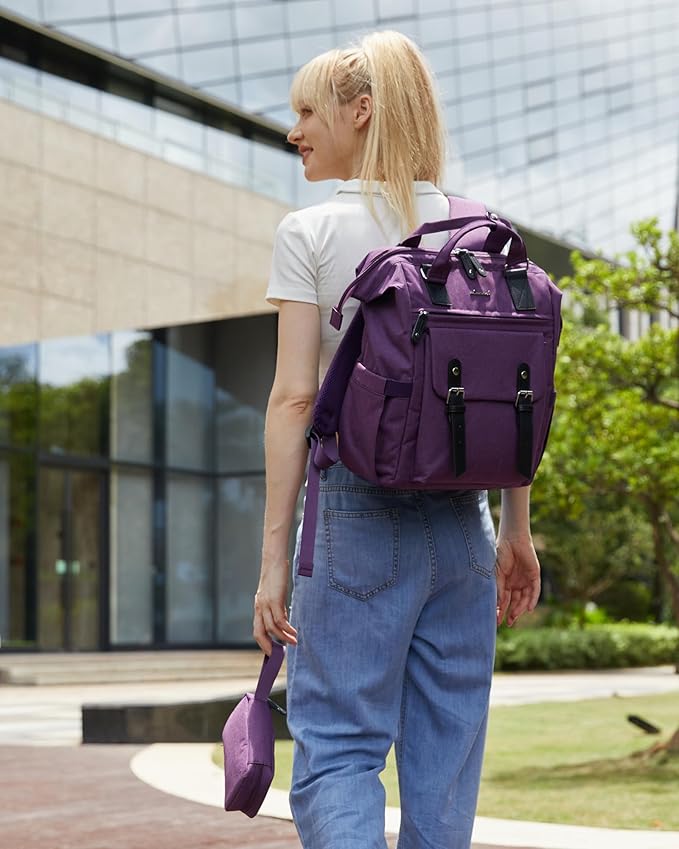 LOVEVOOK 15.6 inch Laptop Backpack for Women, Teacher Nurse Work Travel Backpacks Purse,Computer Bag, Purple