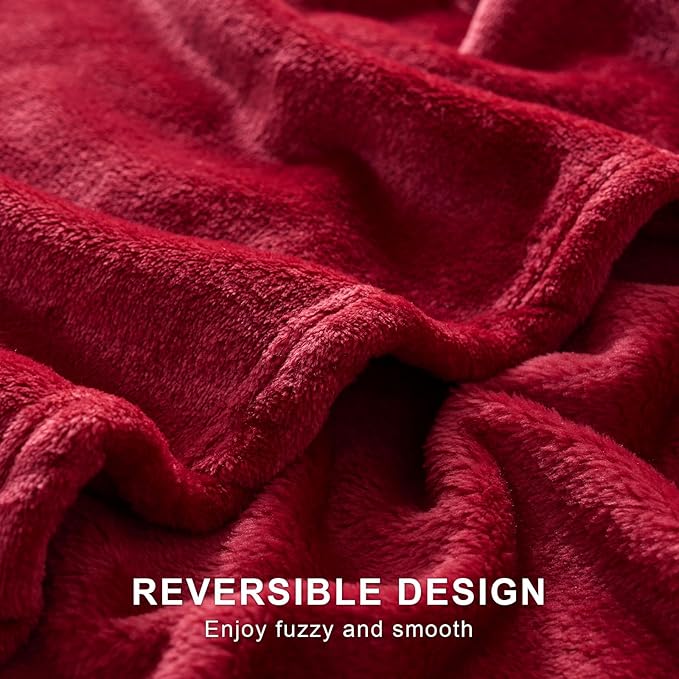 Hansleep Fleece Red Full Blanket, Super Soft Flannel Fuzzy Plush Cozy Blanket for All Seasons, Red, Full 84x90 Inches