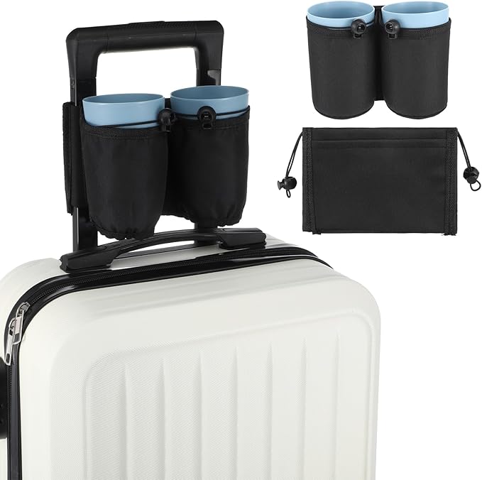 Yolev Luggage Cup Holder for Suitcases - Black Cup Holder for Luggage - Suitcase Accessories for Flight Attendants & Business Travelers