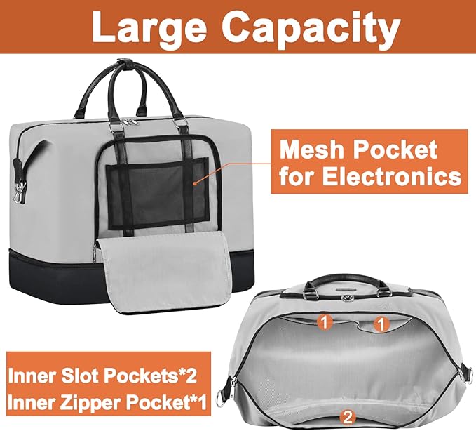 Travel Weekender Bag for Women, 21" Overnight Bag with Shoe Compartment 50L Large Travel Duffel Bag Carry On Tote for Weekend, Overnight, Business Trips, Water Resistant