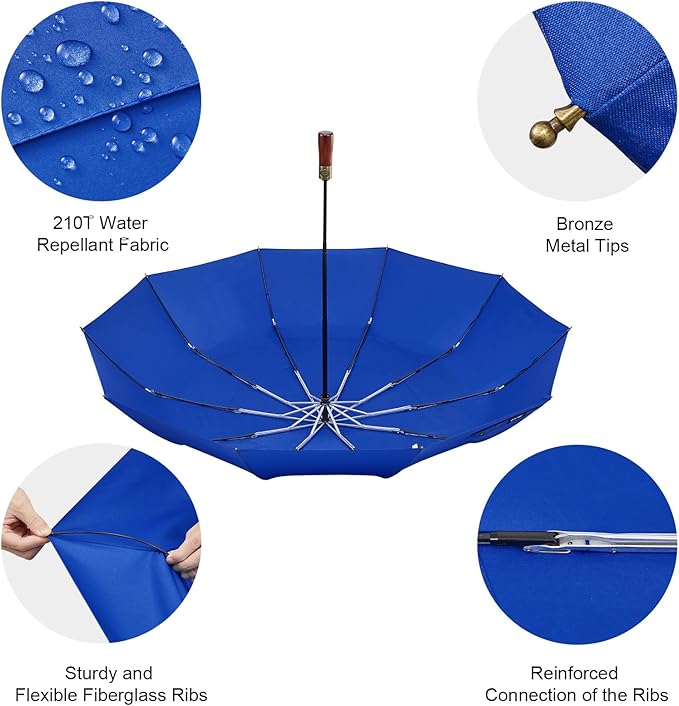 G4Free 54 Inch Large Compact Windproof Golf Umbrella for Rain Oversized Auto Open Close Folding Travel 10 Ribs Vented Double Canopy Umbrella for Women Men