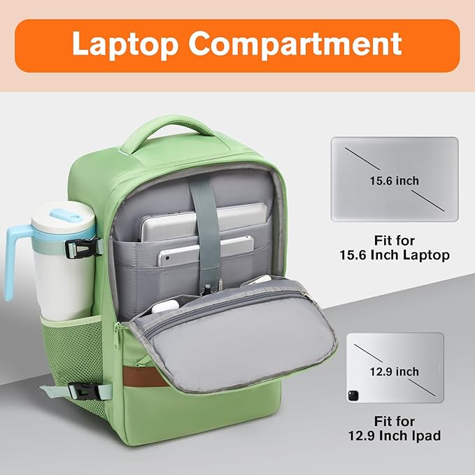 Smart Suitcase-style Laptop Backpack, 25L / 35L Practical Travel Bag for Work, Leisure & Flight, Luggage-Style Commuter Pack (Green, 35L)